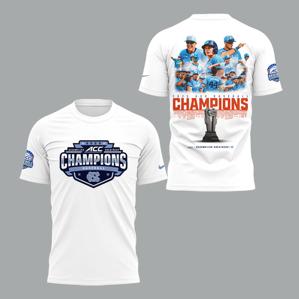 North Carolina Baseball x 2025 ACC Baseball Champions T-Shirt - North Carolina Tar Heels Shirt NC 09