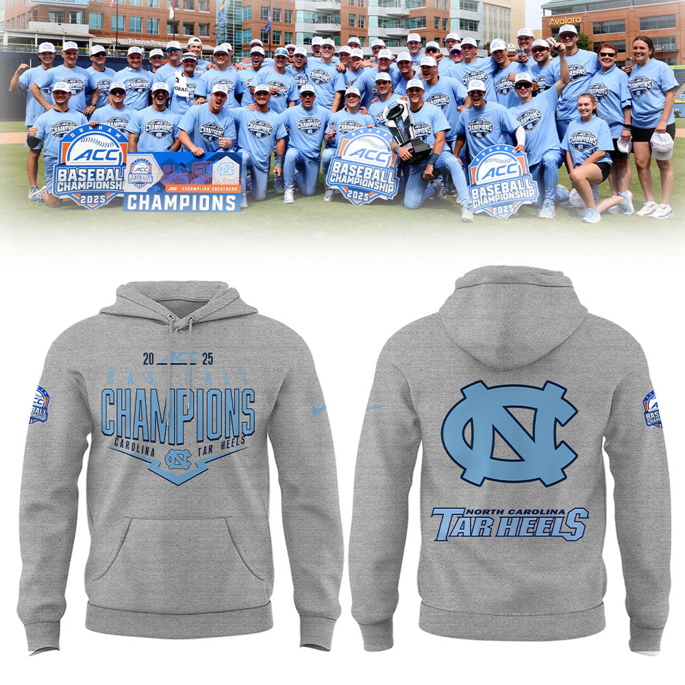 North Carolina Baseball x 2025 ACC Baseball Champions Hoodie - North Carolina Tar Heels Shirt NC 13