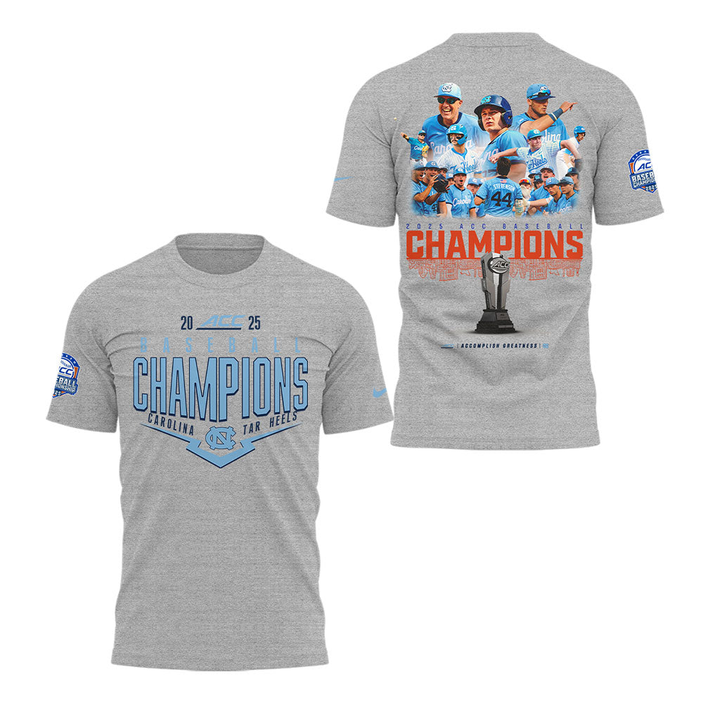 North Carolina Baseball x 2025 ACC Baseball Champions T-Shirt - North Carolina Tar Heels Shirt NC 06
