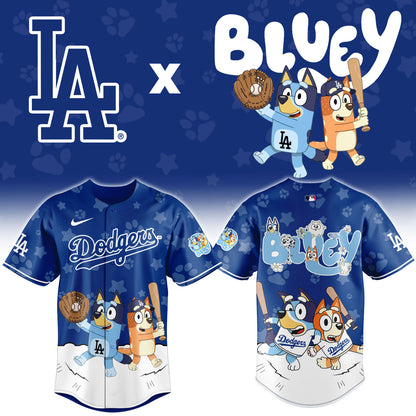 Los Angeles Dodgers Bluey Night Game Limited Baseball Jersey