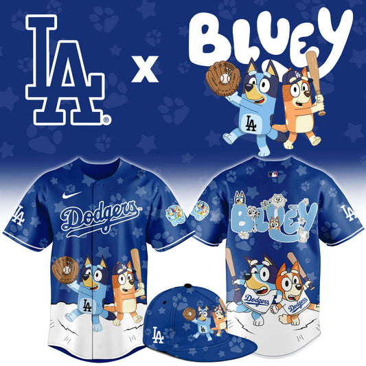 Los Angeles Dodgers Bluey Night Game Limited Baseball Jersey