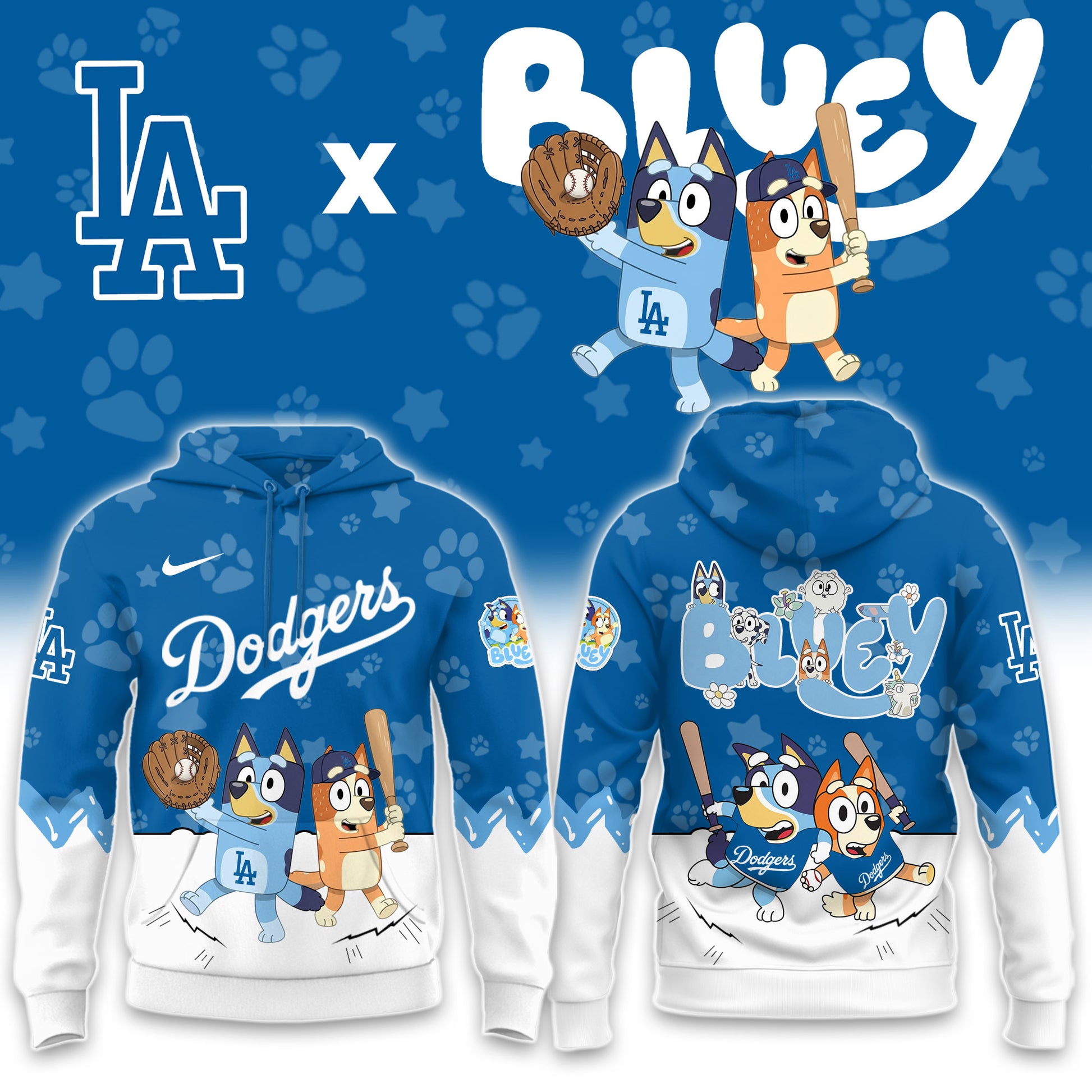 Los Angeles Dodgers Bluey Night Game Limited Hoodie