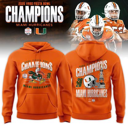 Miami Hurricanes College Football Playoff 2025 Fiesta Bowl Champions Combo Hoodie