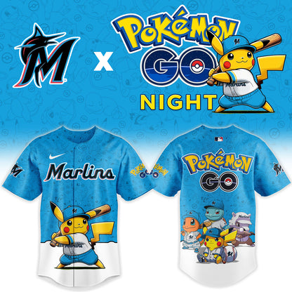 Miami Marlins Pokemon GO Night Limited Baseball Jersey