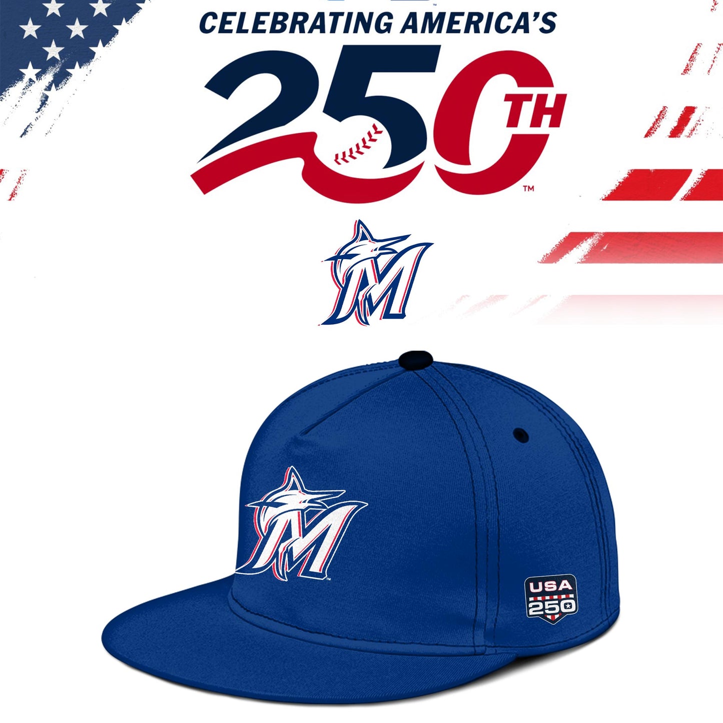 Miami Marlins USA 250th Anniversary Baseball Jersey And Cap