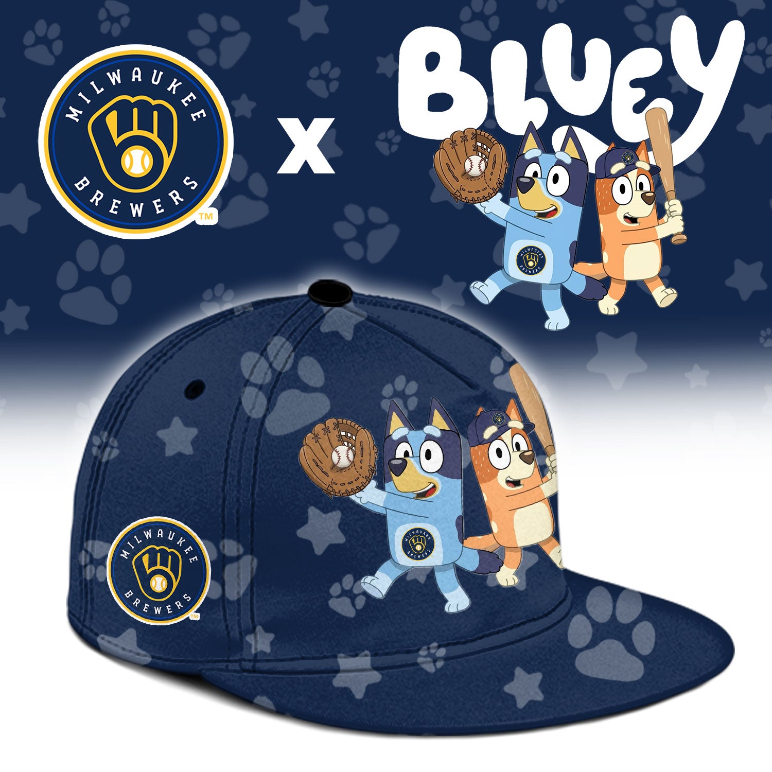 Milwaukee Brewers Bluey Night Game Limited Baseball Jersey