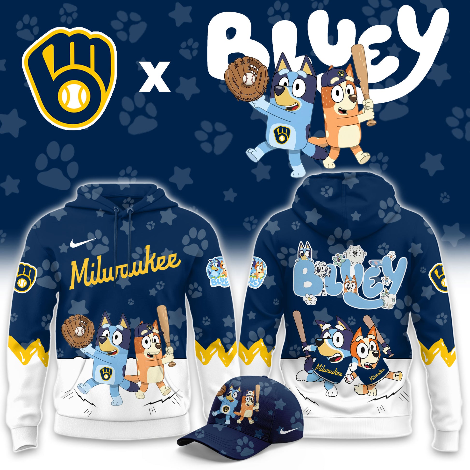 Milwaukee Brewers Bluey Night Game Limited Hoodie