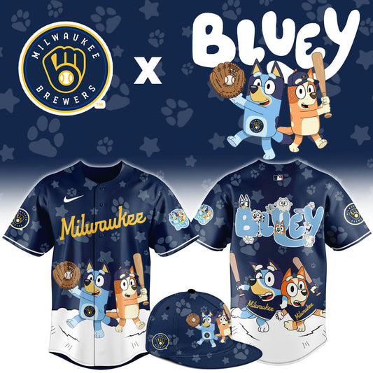 Milwaukee Brewers Bluey Night Game Limited Baseball Jersey