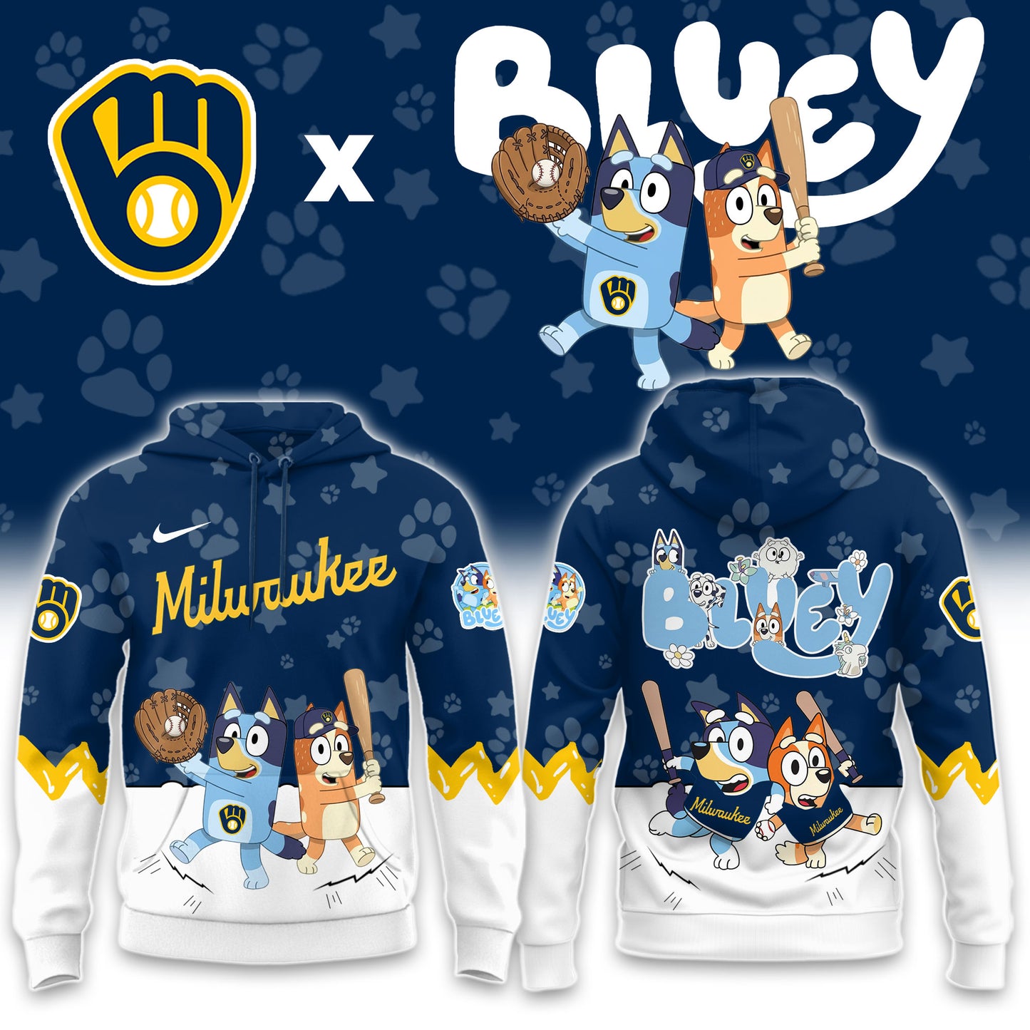 Milwaukee Brewers Bluey Night Game Limited Hoodie