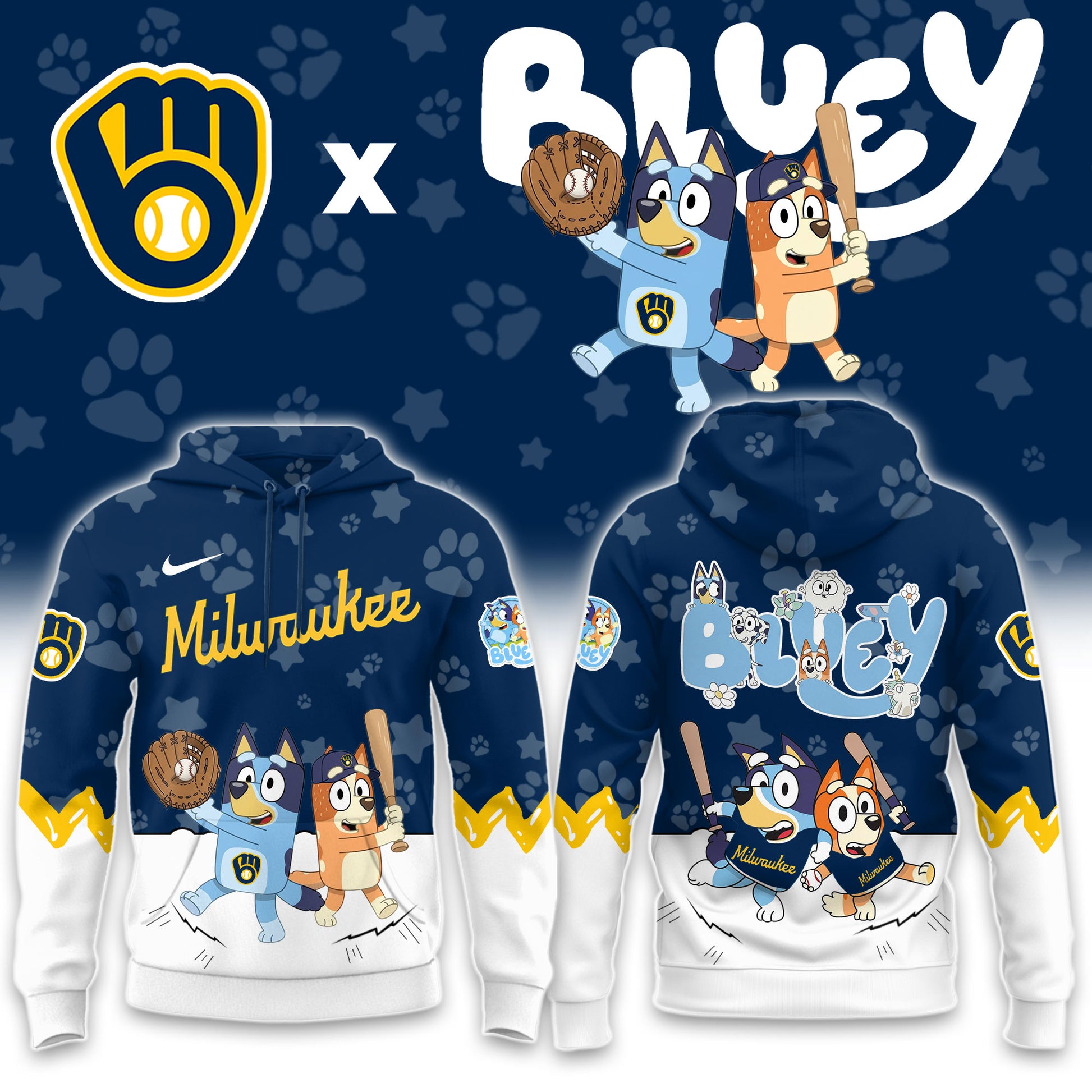Milwaukee Brewers Bluey Night Game Limited Hoodie