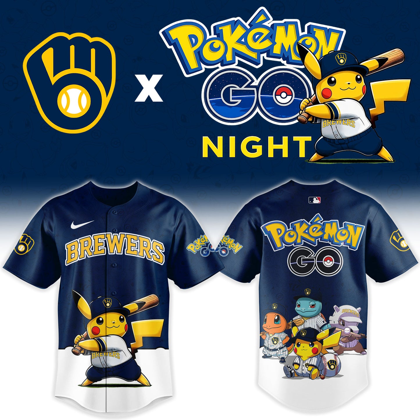 Milwaukee Brewers Pokemon GO Night Limited Baseball Jersey