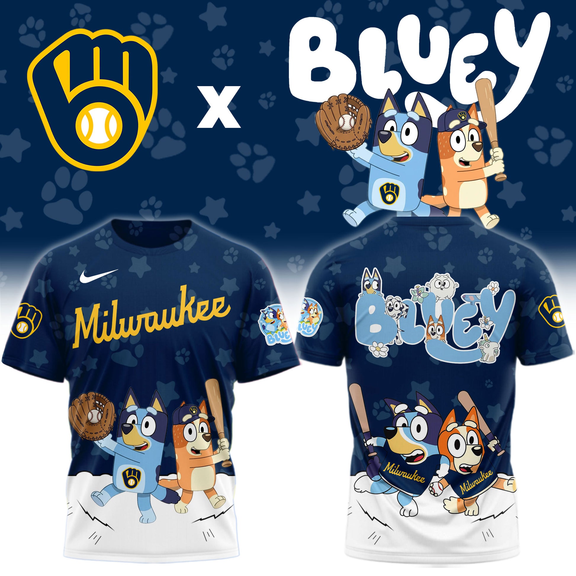 Milwaukee Brewers Bluey Night Game Limited T-Shirt