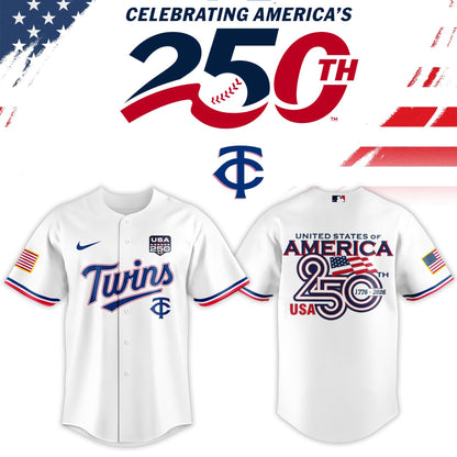 Minnesota Twins USA 250th Anniversary Baseball Jersey And Cap