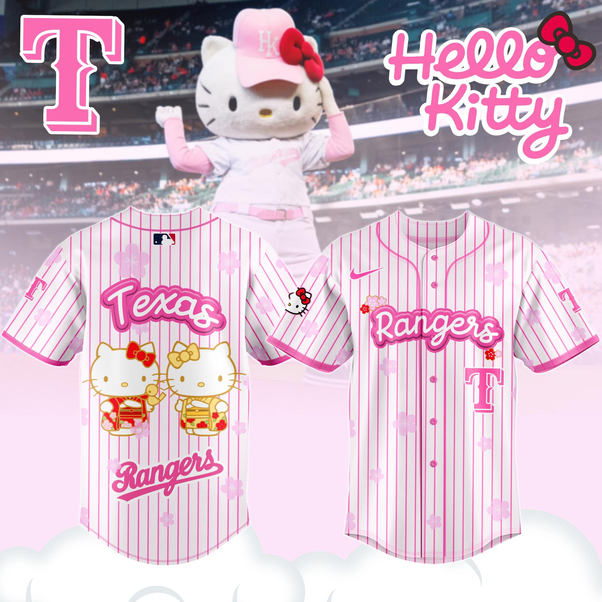 Texas Rangers Baseball Jersey x Hello Kitty Night Happy GirlsDay! 🌸💕Hinamatsuri Jersey