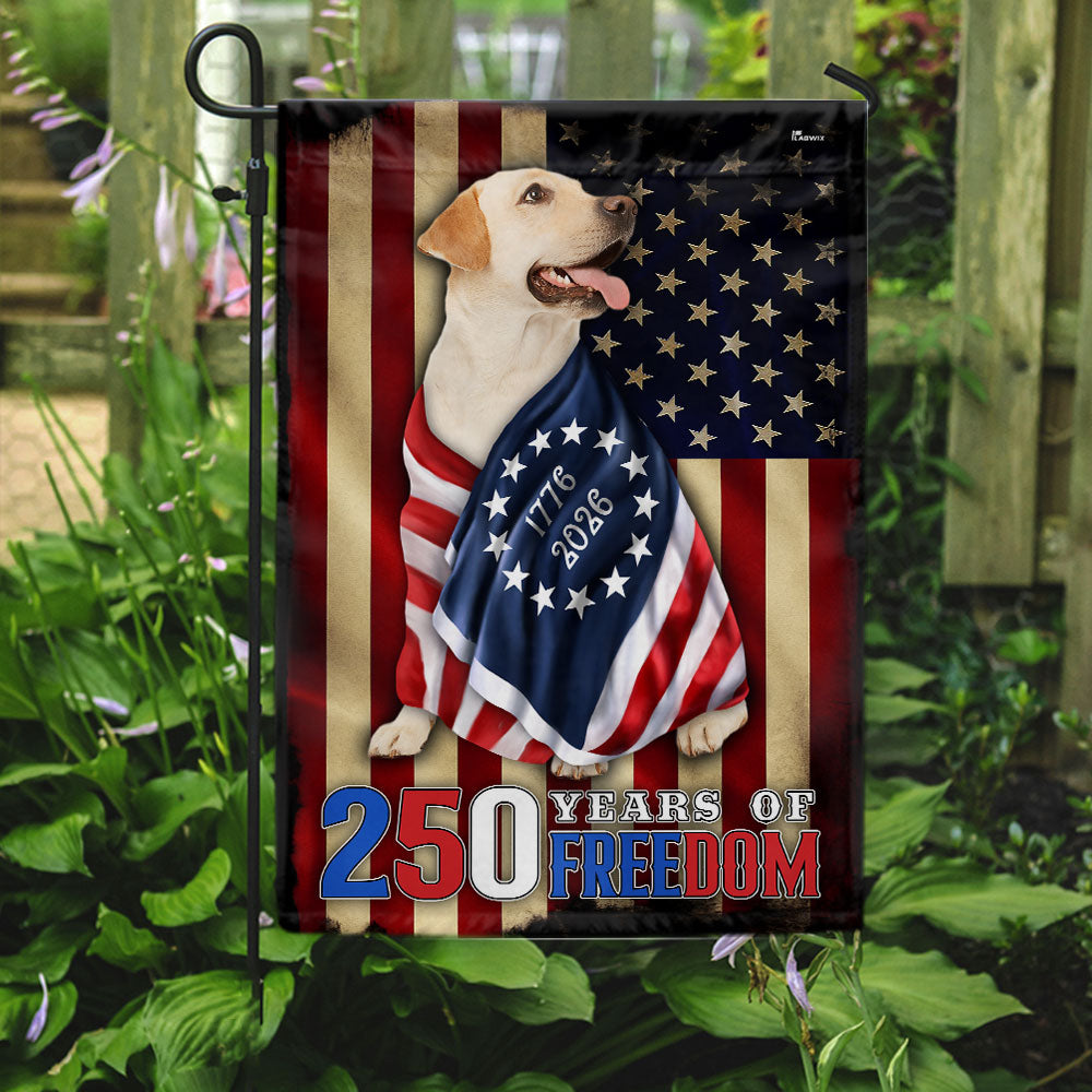 250 Years of Freedom Flag | Labrador Retriever Wrapped in Glory US Flag