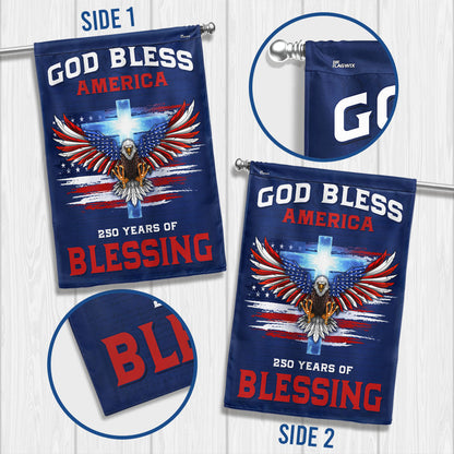 250 Years of Blessing Flag, God Bless America with Eagle Cross US Flag