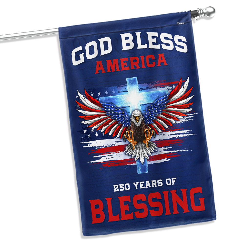 250 Years of Blessing Flag, God Bless America with Eagle Cross US Flag