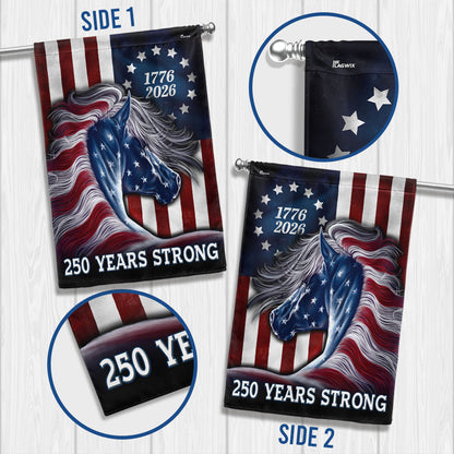 Patriotic Horse Flag, 250 Years Strong Patriotic Horse 4th Of July US Flag