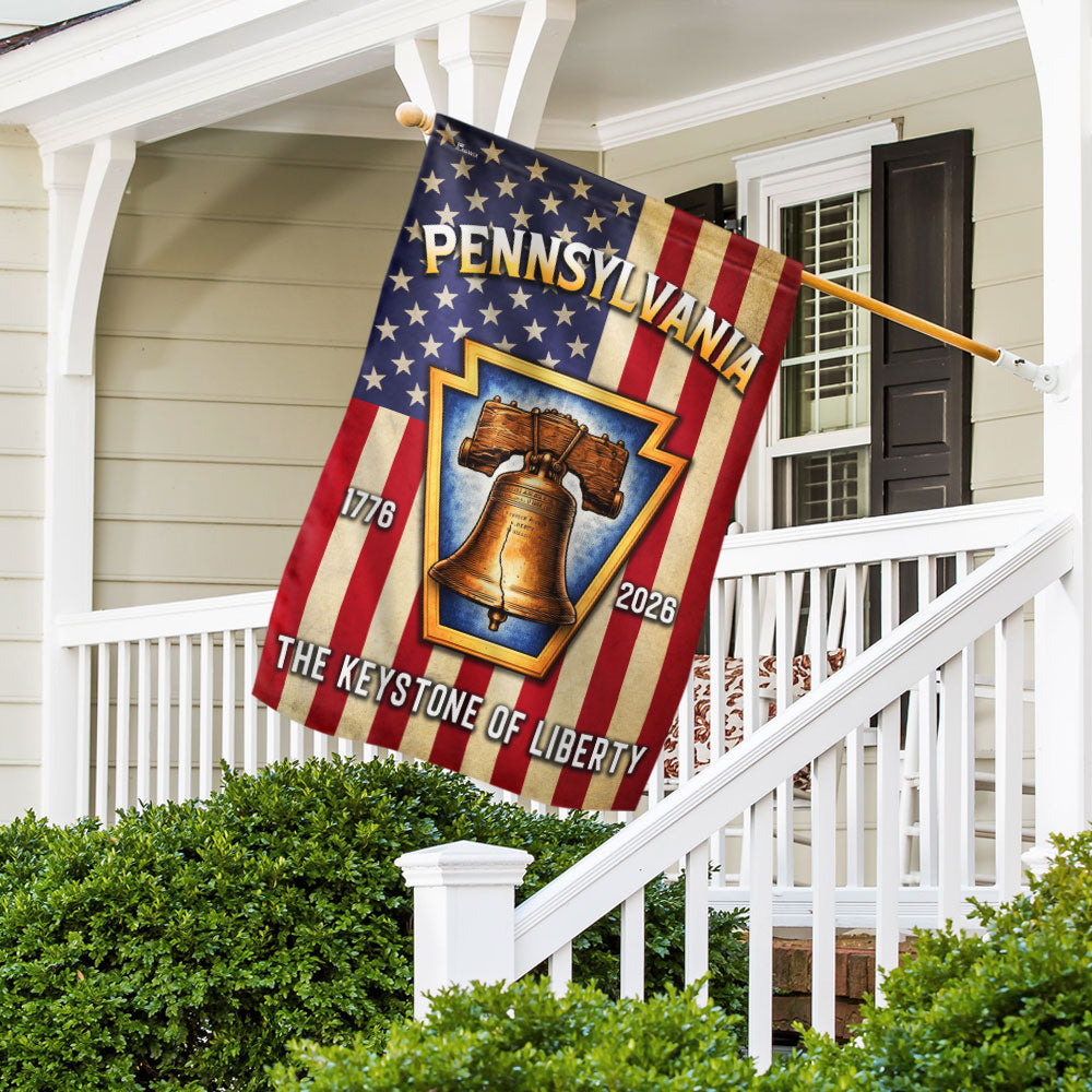 250th Anniversary Pennsylvania Flag, The Keystone of Liberty US Flag