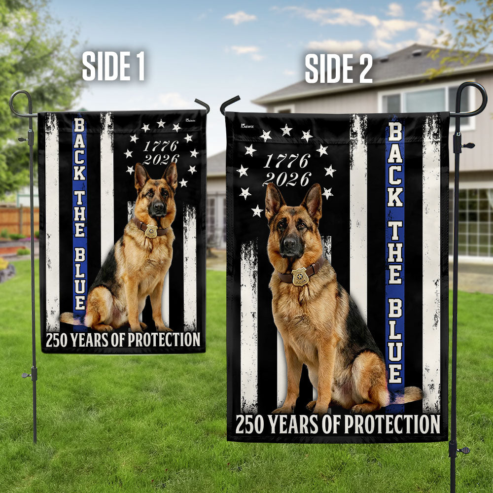 German Shepherd Thin Blue Line Flag, 250 Years of Protection US Flag