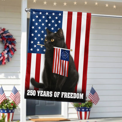 250 Years of Freedom Flag, Patriotic Black Cat American Flag