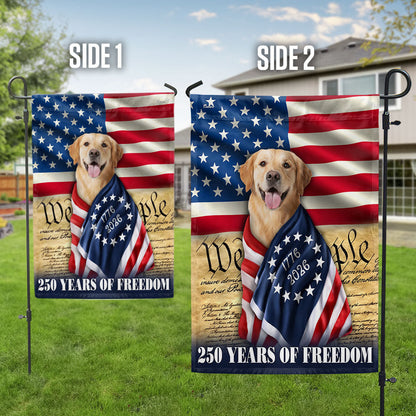 250 Years of Freedom Flag, Golden Retriever Wrapped in Glory US Flag