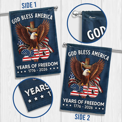 250 Years of Freedom Flag, 1776 2026 God Bless America Cross US Flag