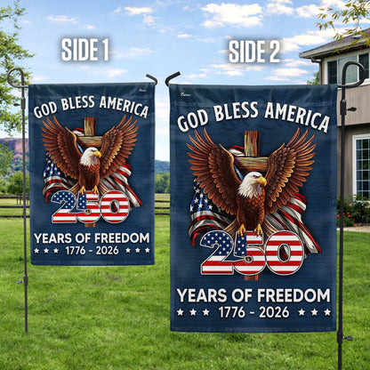 250 Years of Freedom Flag, 1776 2026 God Bless America Cross US Flag