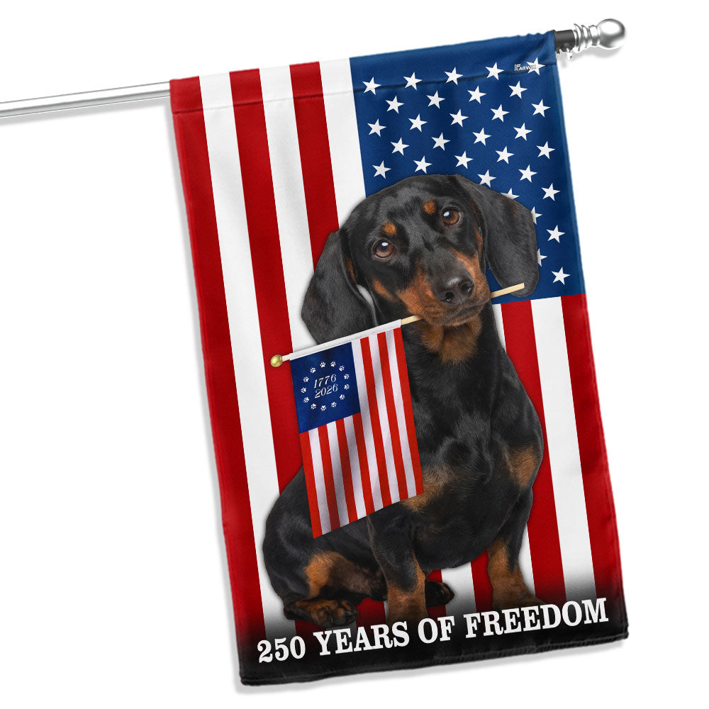 Dog American Flag, 250 Years of Freedom Dachshund Dog US Flag