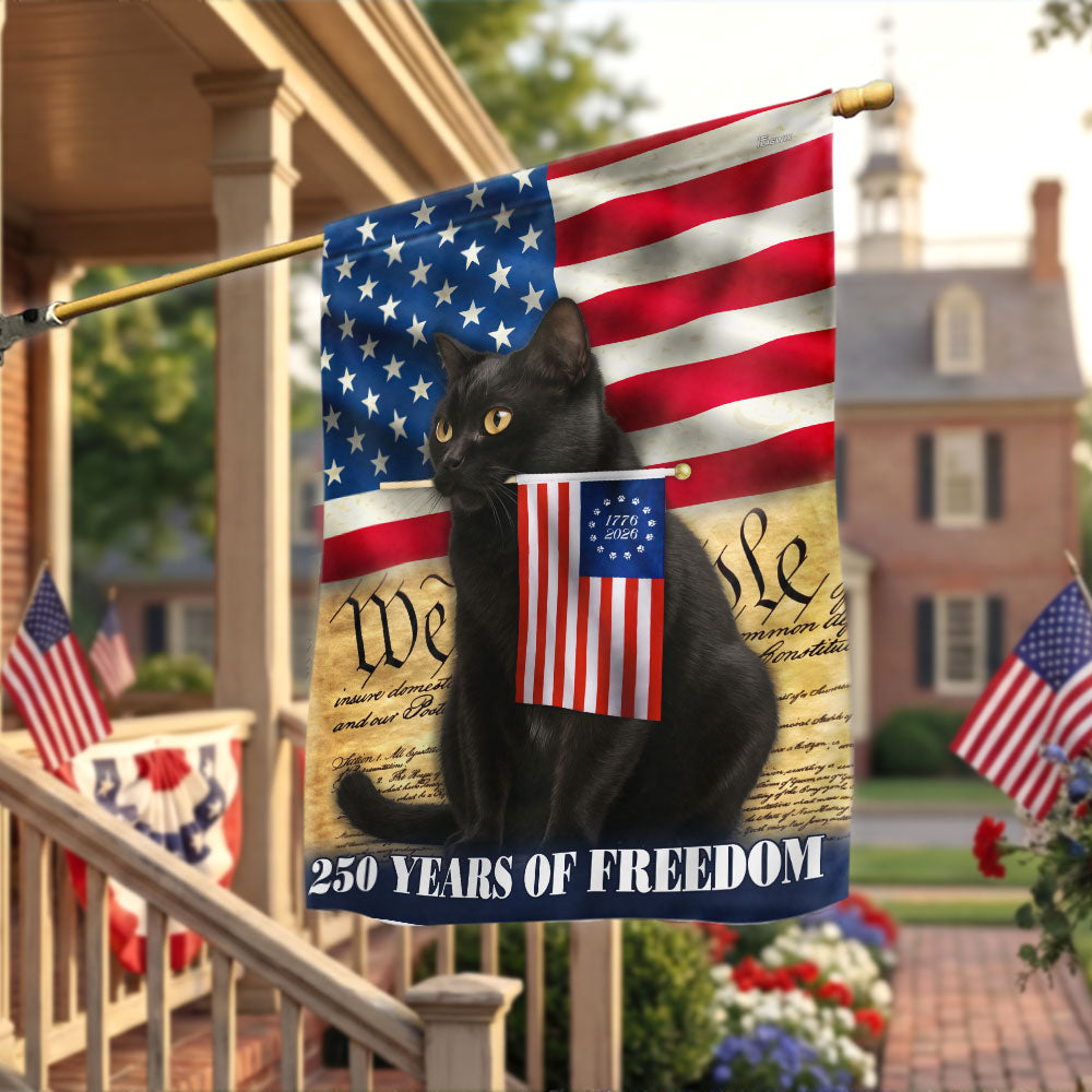 Patriotic Cat Flag, 250 Years of Freedom We The People US Flag