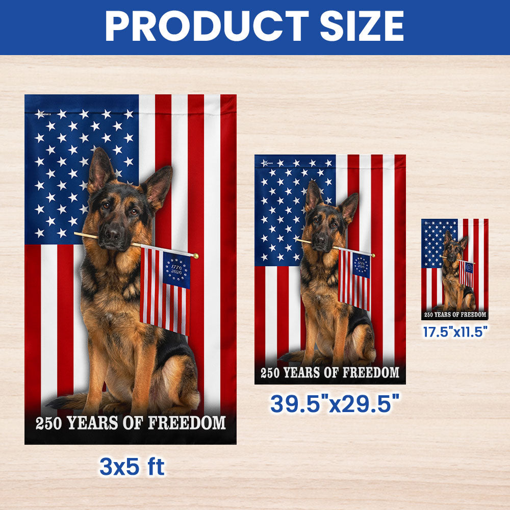 Dog American Flag, 250 Years of Freedom German Shepherd US Flag