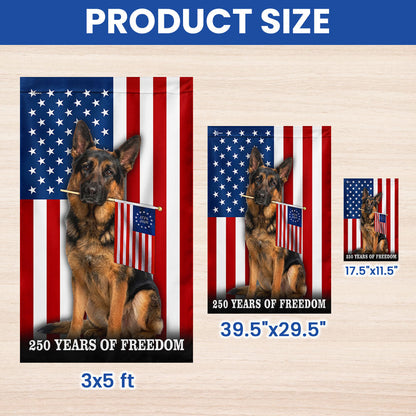 Dog American Flag, 250 Years of Freedom German Shepherd US Flag