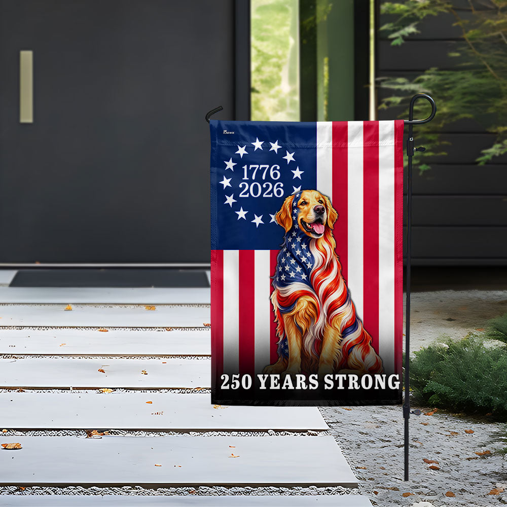 Dog American Flag, 250 Years Strong Golden Retriever US Flag