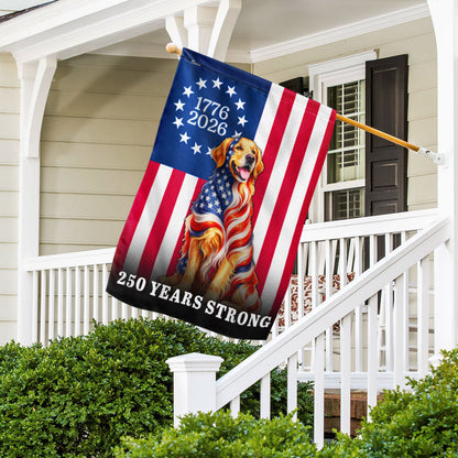 Dog American Flag, 250 Years Strong Golden Retriever US Flag