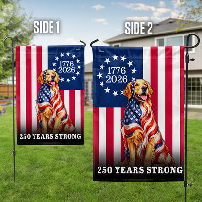 Dog American Flag, 250 Years Strong Golden Retriever US Flag