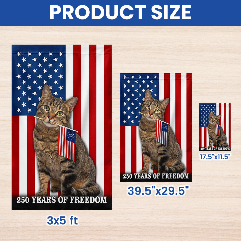 Cat American Flag, 250 Years of Freedom Patriotic Tappy Cat US Flag