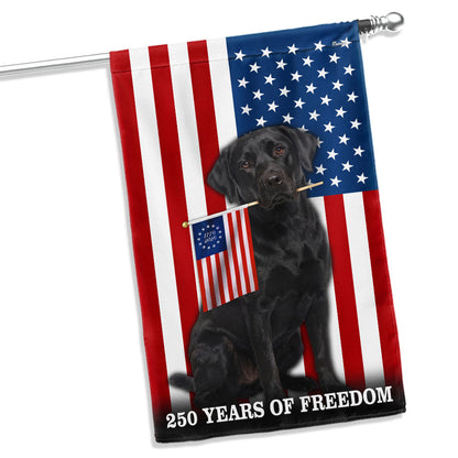 Dog American Flag, 250 Years of Freedom Black Labrador Retriever US Flag