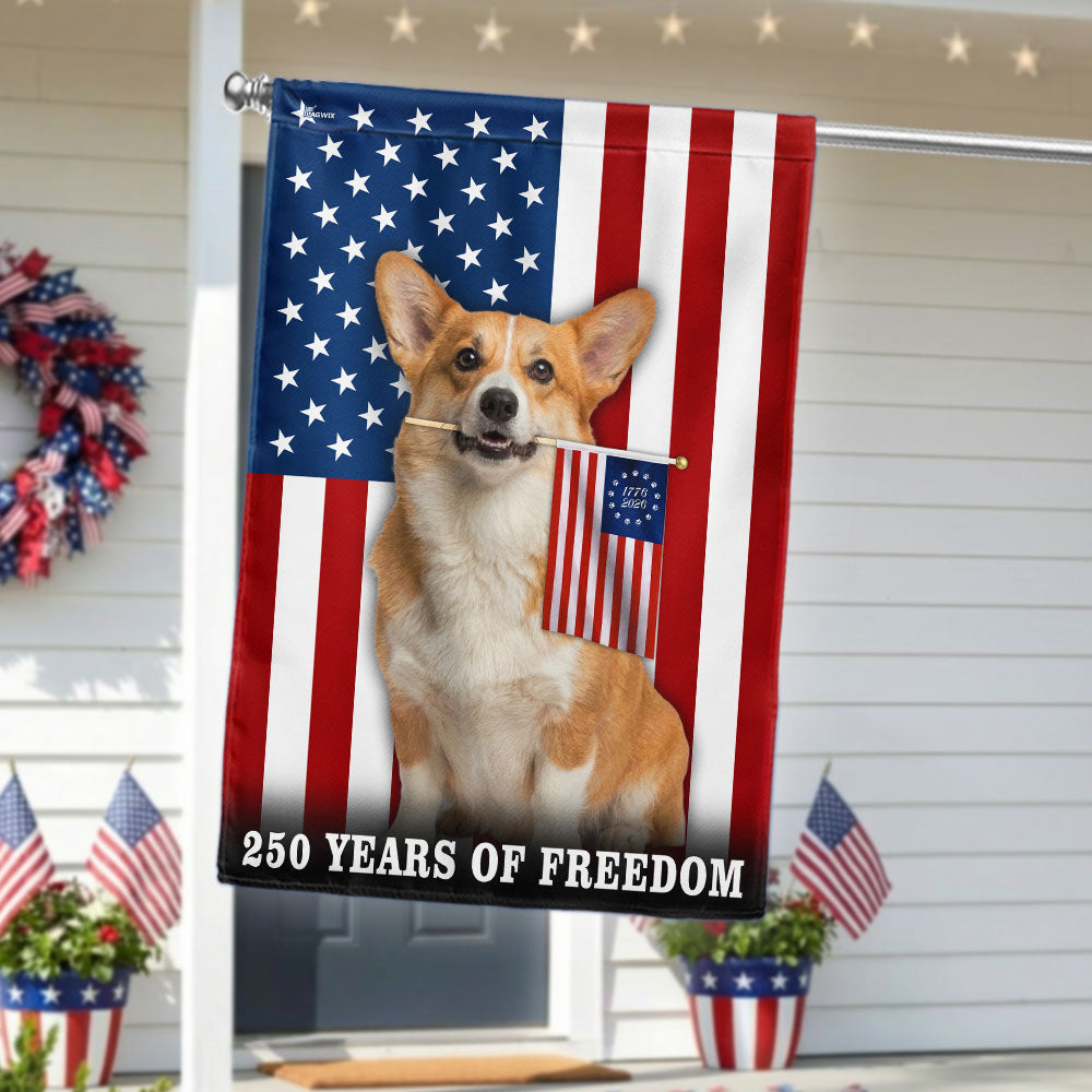 Dog American Flag, 250 Years of Freedom Corgi Dog US Flag