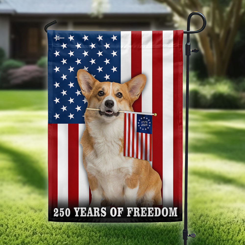 Dog American Flag, 250 Years of Freedom Corgi Dog US Flag