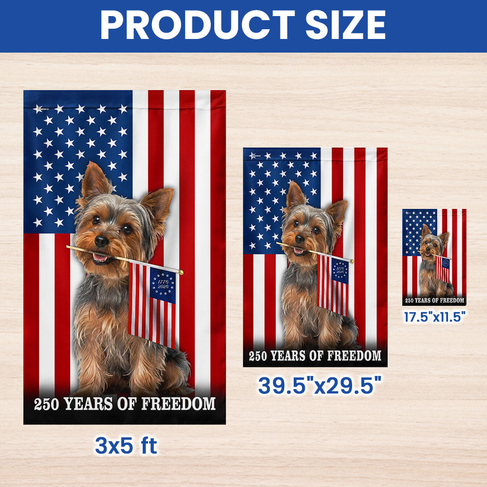 Dog American Flag, 250 Years of Freedom Yorkshire Terrier US Flag