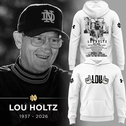 Thanks for the Memories - Legacy Of Lou Holtz Hoodie White - Notre Dame Lou Holtz Shirt