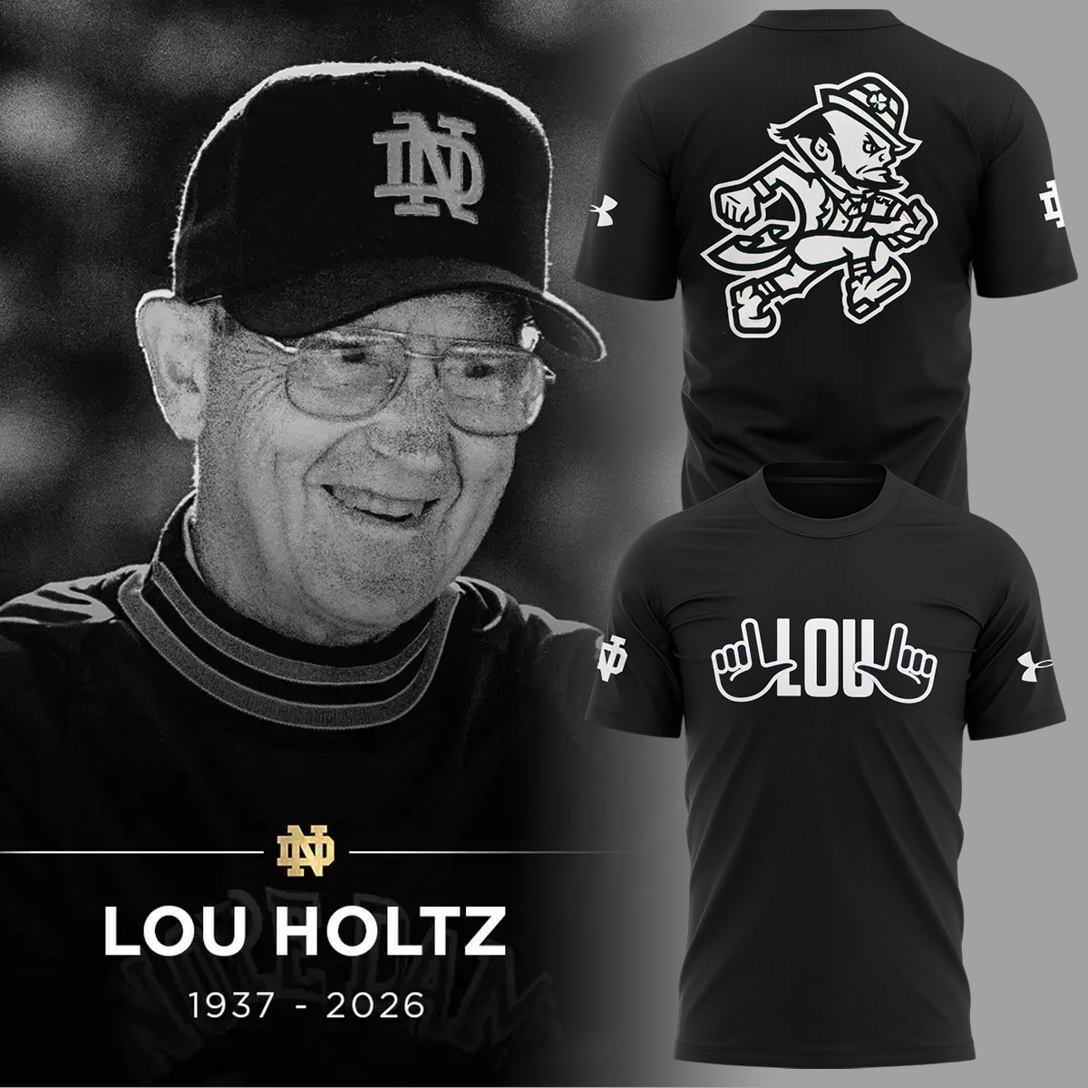 Thanks for the Memories - Legacy Of Lou Holtz T-Shirt Black And White - Notre Dame Lou Holtz Shirt