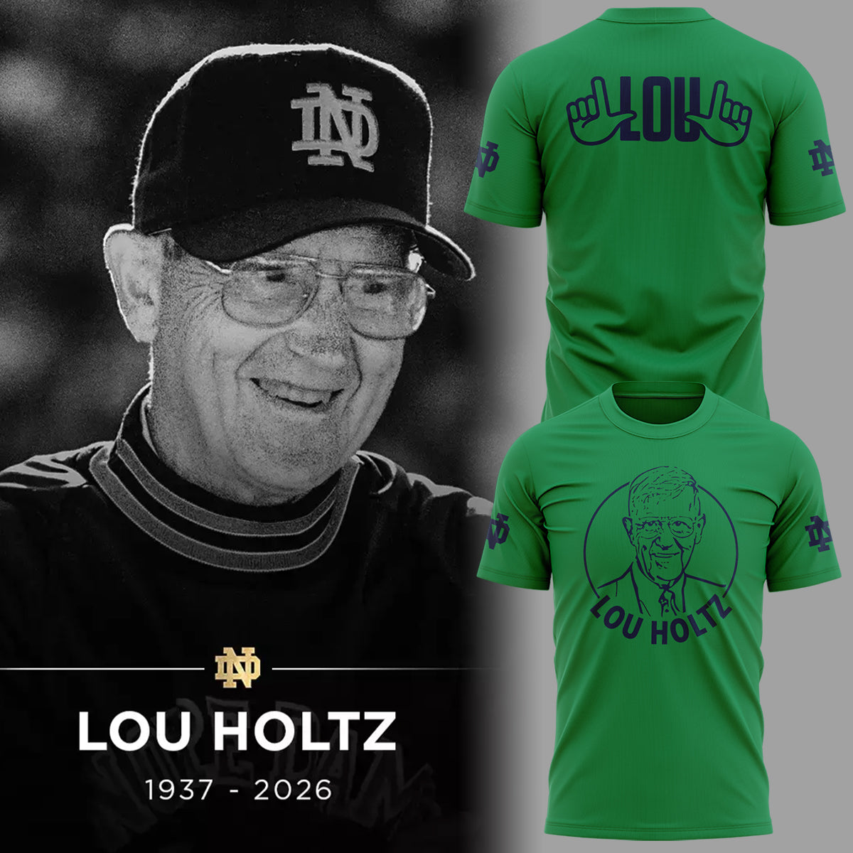 Thanks for the Memories - Legacy Of Lou Holtz T-Shirt Green - Notre Dame Lou Holtz Shirt