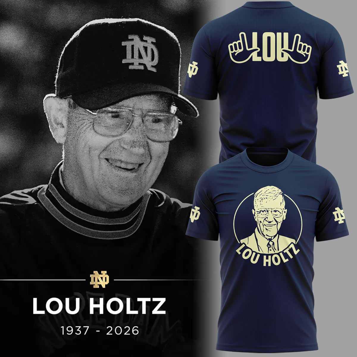 Thanks for the Memories - Legacy Of Lou Holtz T-Shirt Navy - Notre Dame Lou Holtz Shirt