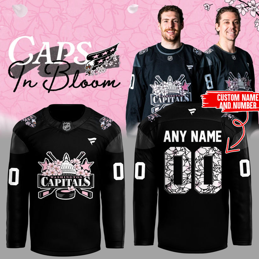 Caps In Bloom Collection -  Washington Capitals Cherry Blossom Night Custom Jersey