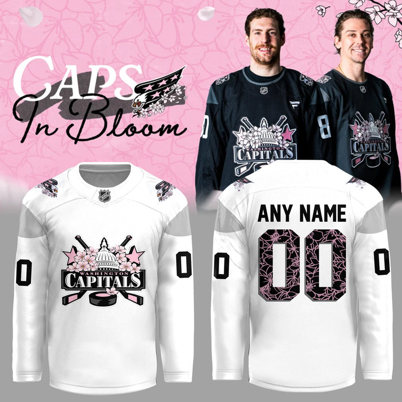 Caps In Bloom Collection -  Washington Capitals Cherry Blossom Night Custom Jersey