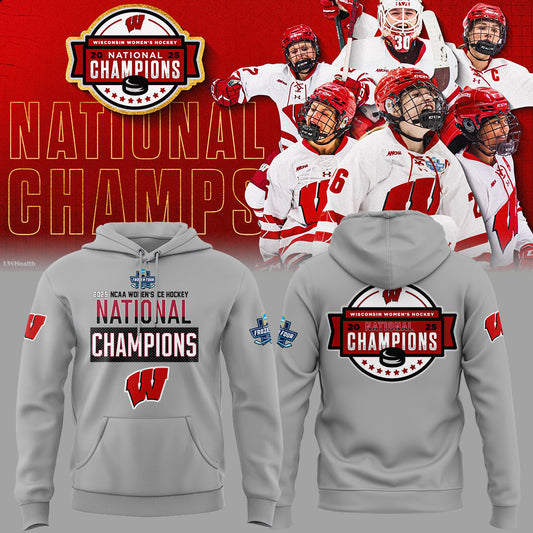 Wisconsin Badgers 2025  Women's Hockey Tournament Champions Hoodie