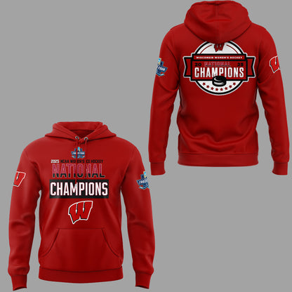 Wisconsin Badgers 2025  Women's Hockey Tournament Champions Hoodie-ND03242512