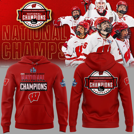 Wisconsin Badgers 2025  Women's Hockey Tournament Champions Hoodie-ND03242512