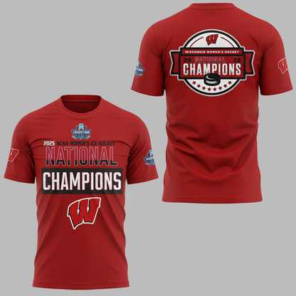 Wisconsin Badgers 2025  Women's Hockey Tournament Champions T-Shirt